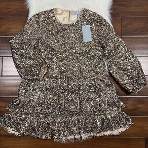 Antonio Melani Women's Size 4 Gold‎ Sequin Angel Tiered Mini Dress
